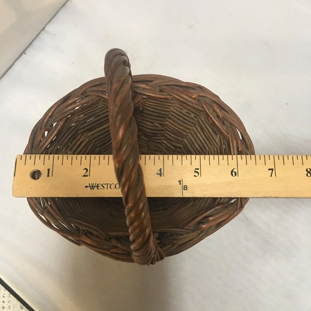 Woven Willow Basket Home Decor Small Brown Rustic Twisted Handle Bohemian